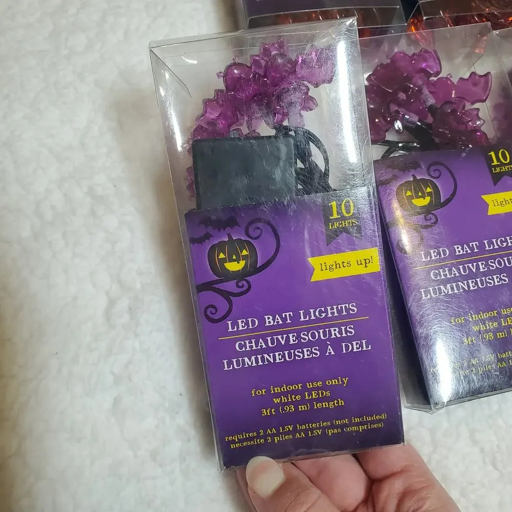 Halloween String Light Bundle Pumpkins Bats Skulls LED NEW Lighting Decor